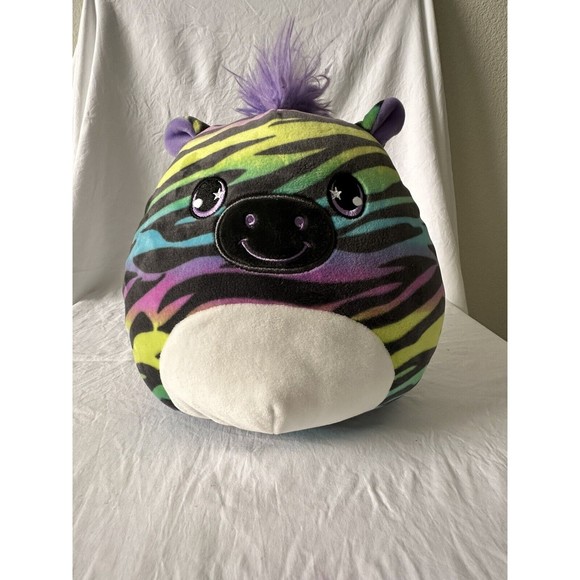 Kellytoy Toys Squishmallow Rainbow Zebra With Stars In Eyes And